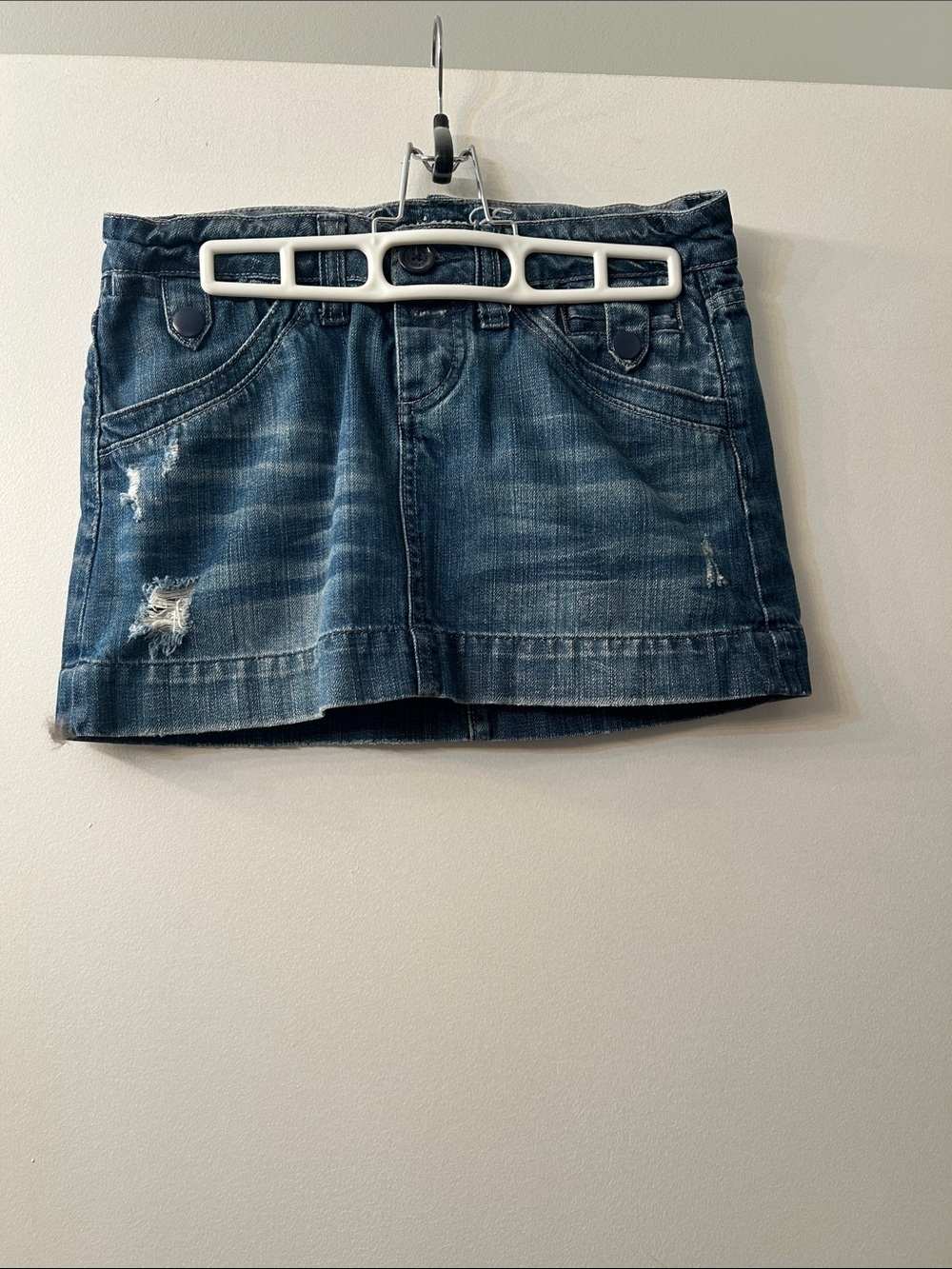 American Eagle Outfitters Blue Distressed Denim Mini Skirt